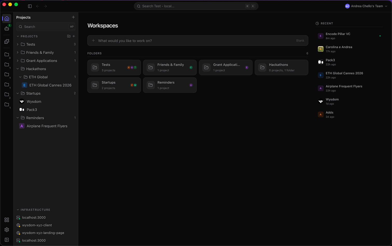 Fabric AI project folders view — organize all your coding projects